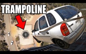 CAR vs. WORLD’S STRONGEST TRAMPOLINE- 150ft drop