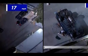 VIDEO: Police Chase Ends With SUV Driving Off Parking Deck