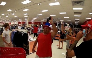 Anti-mask protesters in Florida Target yell 'Take off your mask!'