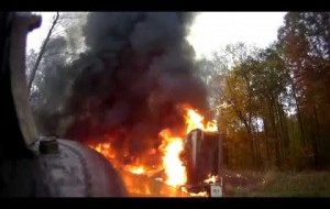 RAW Tractor Trailer Fire Helmet Cam Footage Normalville PA