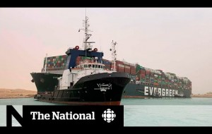 Massive container ship blocks Suez Canal