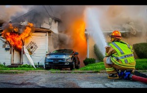 Helmet Camera & Drone Footage of 3 Houses on Fire